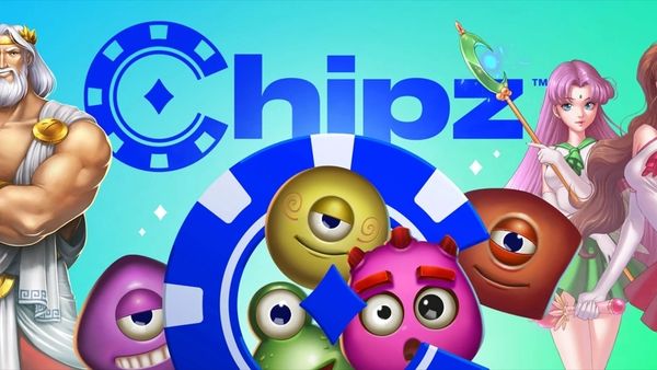 Chipz Casinon promokuva: sininen pelimerkkilogo ja markkinointibanneri