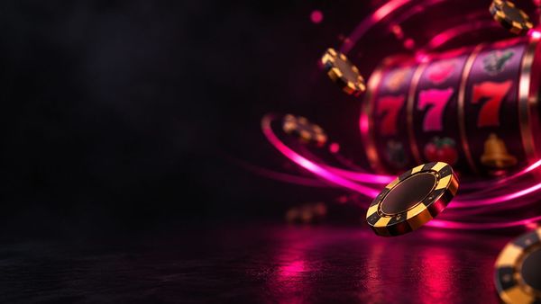 Spinz Casinon promokuva: magentanvärinen logo ja kasinon markkinointibanneri
