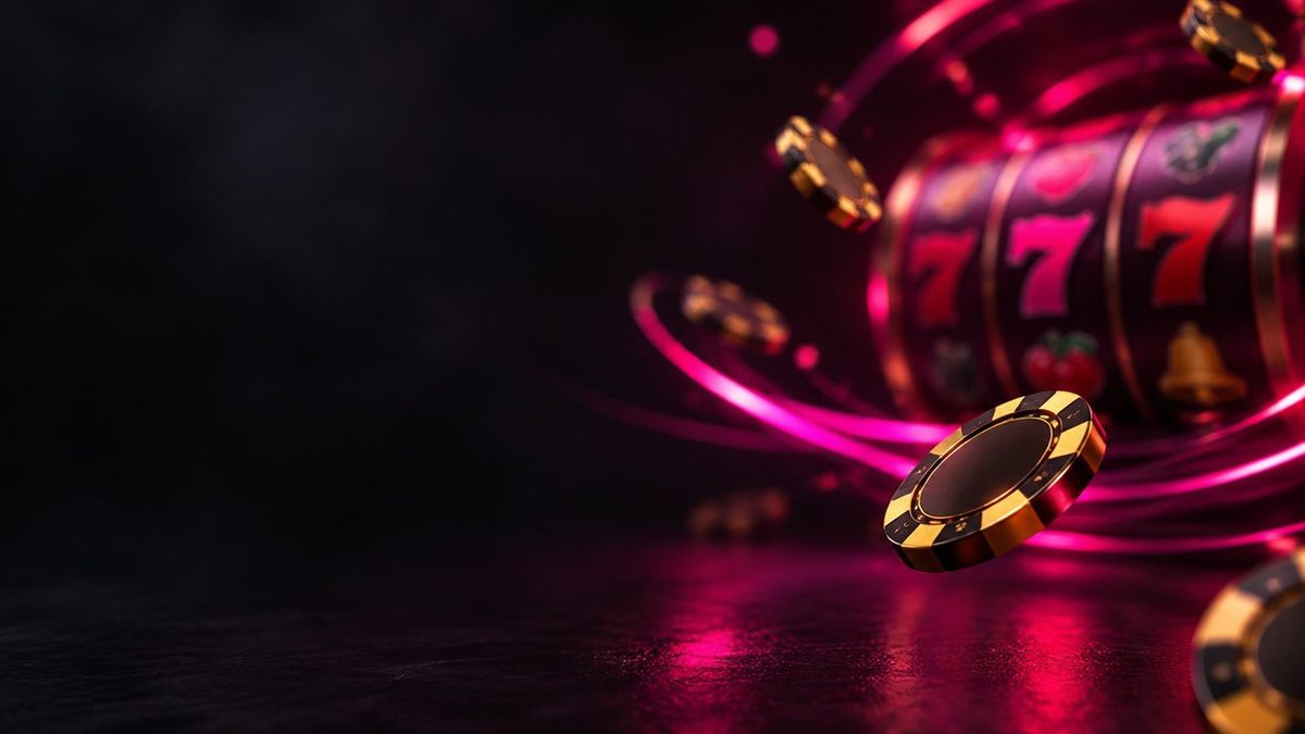 Spinz Casinon promokuva: magentanvärinen logo ja kasinon markkinointibanneri