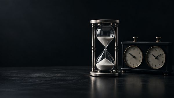 Hopeinen tiimalasi ja sen vieressä kaksi pystysuoraa taukomerkkiä, vastuullinen pelaaminen ja tauko